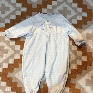 Little Me Vintage Grandma’s Boy Light Blue Baby Footie